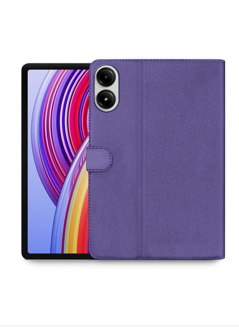 اوميكر - جراب Xiaomi Redmi Pad Pro 5G 2024 مقاس 12.1 بوصة من جلد البولي يوريثان بإغلاق مغناطيسي - أرجواني - Image 1