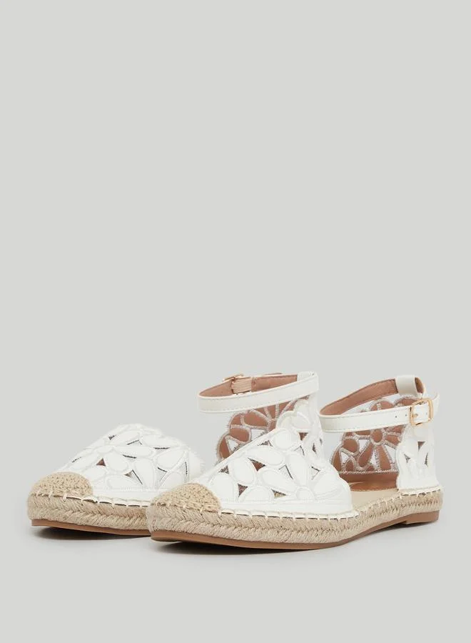 Styli White Floral Espadrille Sandals