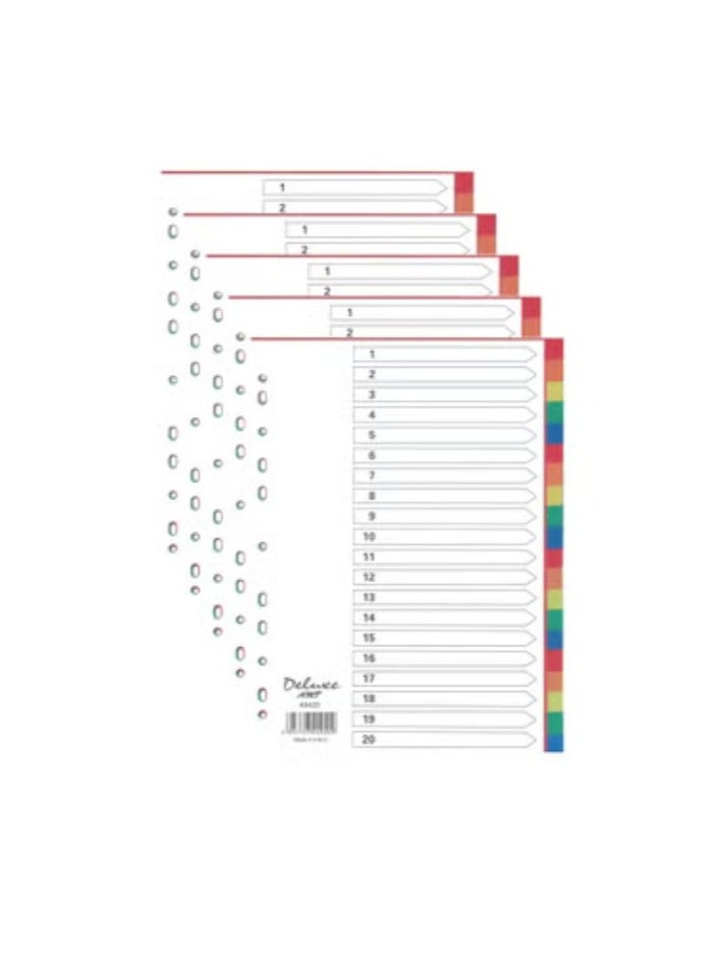 Deluxe Divider Multicolour 5-Pack 20 Tab Plastic - Image 1