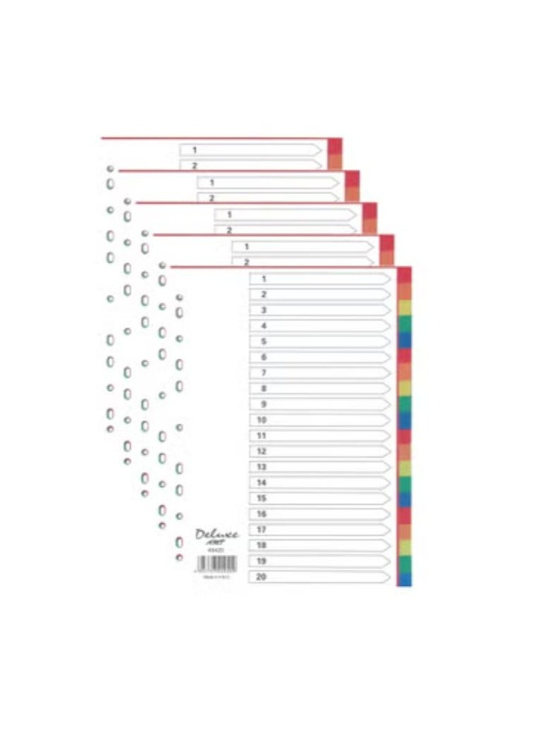 Deluxe Divider Multicolour 5-Pack 20 Tab Plastic - Image 2
