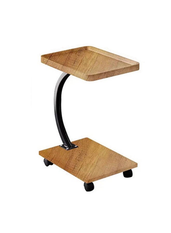 DubaiGallery Modern rolling side table with Wooden look shelves, curved metal frame, smooth caster wheels, perfect for laptop, sofa, bedside, office, space saving, sturdy, elegant home furniture, design, style, comfort, convenience. - Image 3