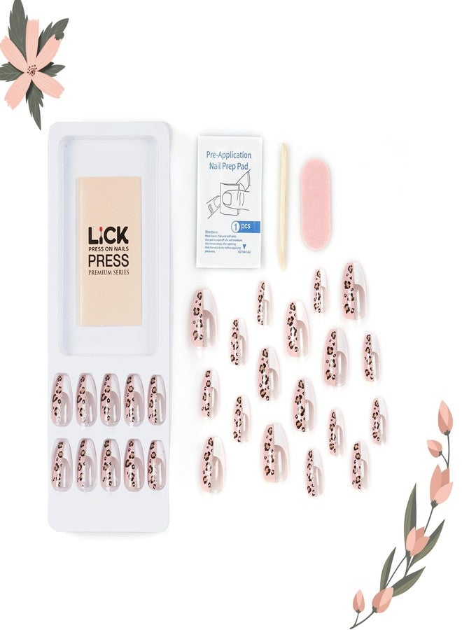 ليك - أظافر لاصقة، 28 قطعة، طقم تمديد أظافر صناعية قابلة لإعادة الاستخدام، طقم فن الأظافر، مجموعة أظافر صناعية/اصطناعية، نصف نقشة جلد النمر، باليرينا (عبوة من 28 قطعة) - Image 4