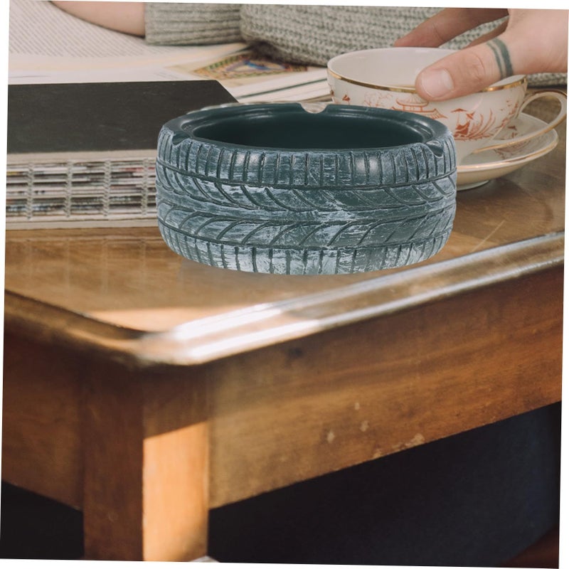 Vintage Tire Resin Ashtray Desktop Holder Green Cartoon Decor For Home Office - Image 5