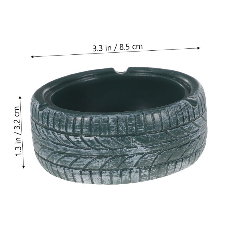 Vintage Tire Resin Ashtray Desktop Holder Green Cartoon Decor For Home Office - Image 3