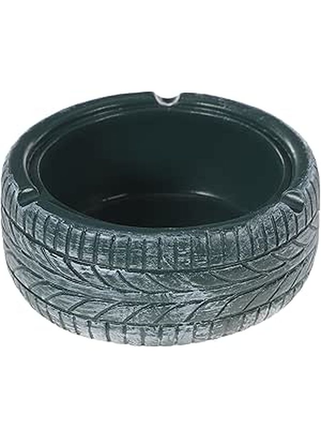 Vintage Tire Resin Ashtray Desktop Holder Green Cartoon Decor For Home Office - Image 1