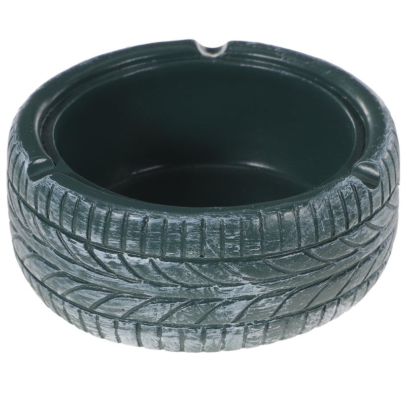 Vintage Tire Resin Ashtray Desktop Holder Green Cartoon Decor For Home Office - Image 2
