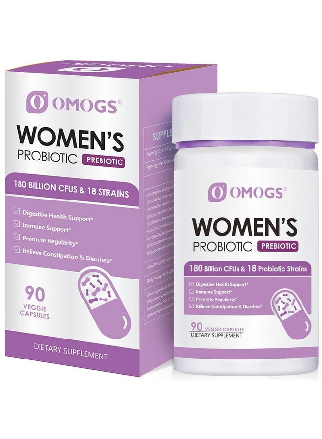 OMOGS Women's Probiotic 180 Billion CFUs 18 Strains, with Organic Prebiotics, Cranberry Extract, D-Mannose & Digestive Enzymes, for Digestive, Boost Immune, PH Balance & Urethral Health, 90 Capsules - Image 1