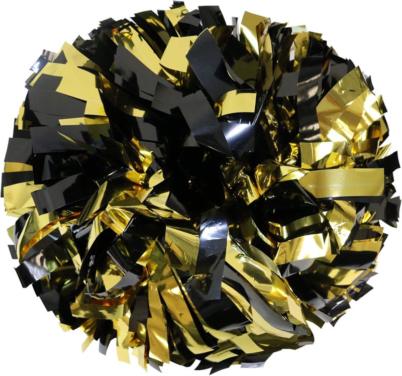 Danzcue 6 Inches Metallic Cheerleading Pom Pom with Baton Handle Pack of 2 - Image 1