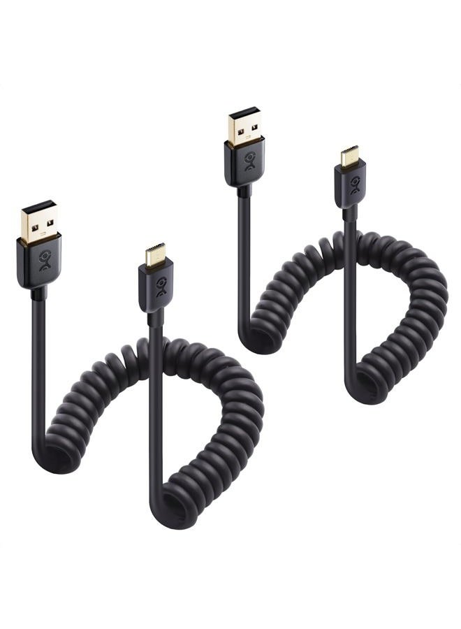 Cable Matters 2-Pack Coiled USB Cable (Coiled Micro USB to USB 2.0) 2-4 Feet - Image 1