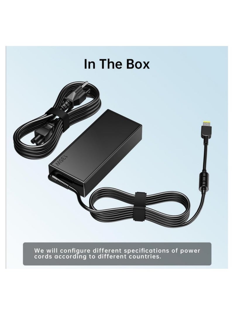 Generic - 135W 20V 6.75A Laptop Charger Compatible For Lenovo ThinkPad X1 Extreme 135W AC Adapter Slim Tip 4X20E50558, Lenovo/Ideapad Gaming L340 3-15 135W, and With Power Supply Cord. - Image 1