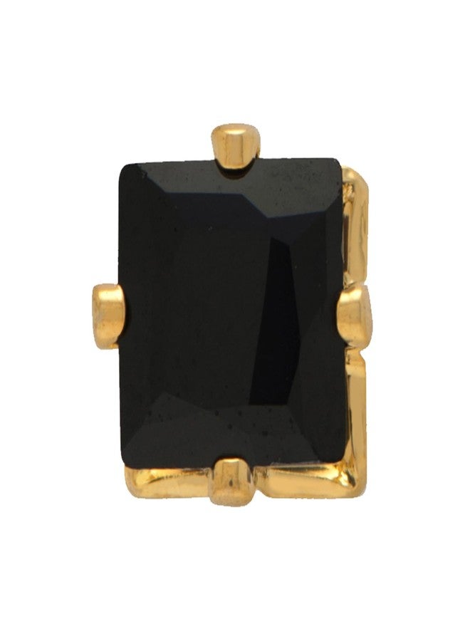 Mahi Gold Plated Square Stud Earrings Black Crystal Piercing Mens Earrings (BB1101006GBla) - Image 1