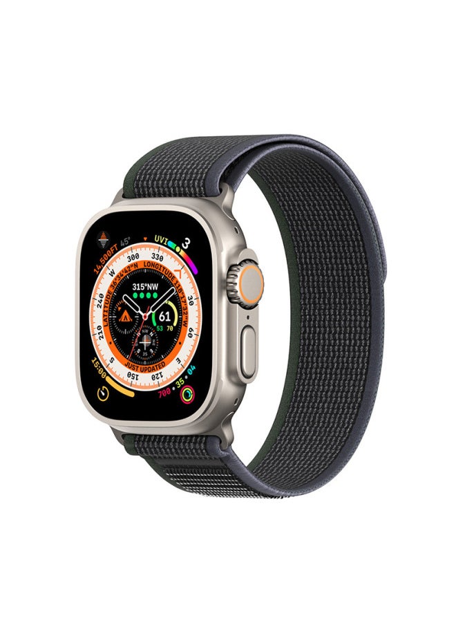 Generic Suitable For AppleWatch Nylon Woven For Apple Watch Band IWatch8 Wild Trail Loop Watch Band Universal-Color:42/44/45/46/49mm (10th Generation) Blue/black  - Image 1