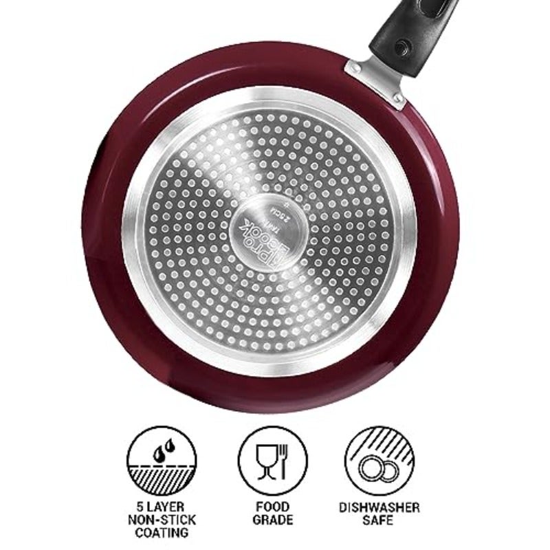 MILTON Cookware Set of 6 - Fry Pan 24 cm 1.6 L Kadhai with Glass Lid (24 cm 2.5 L) Tawa (25 cm) Nylon Ladle and Spatula Induction and Flame Safe Dishwasher Compatible - Kitchen Jewel - Peach - Image 4