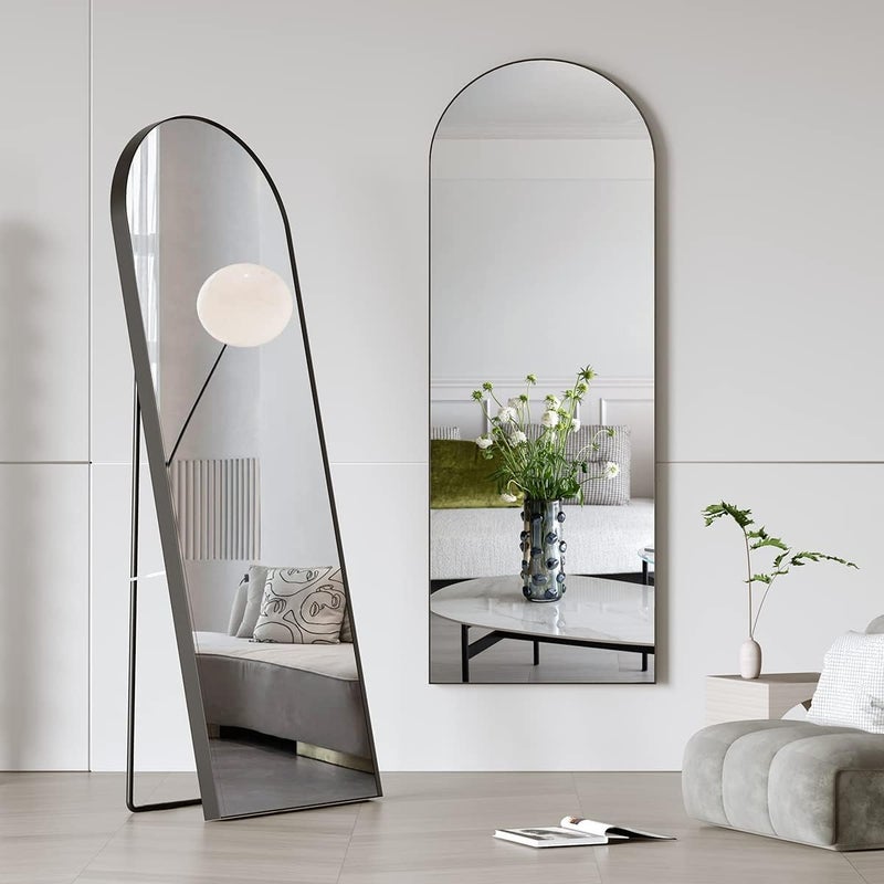 AyeWish Arched Mirror - Full Length, Standing or Wall Mounted, 58"18", Aluminum Frame - Black - Image 2