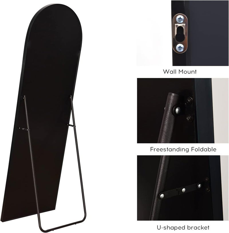 AyeWish Arched Mirror - Full Length, Standing or Wall Mounted, 58"18", Aluminum Frame - Black - Image 4