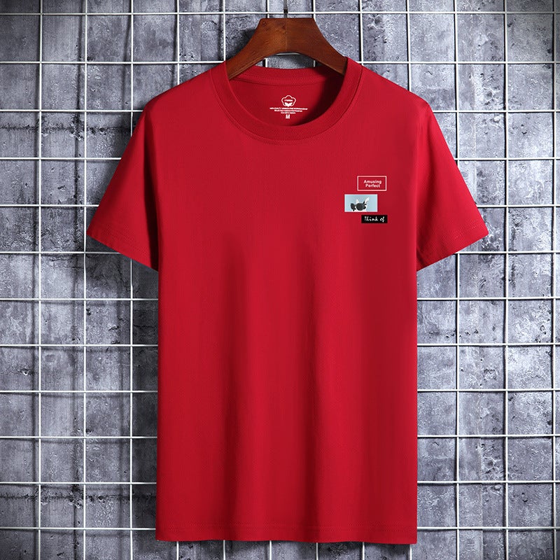 2025 Summer Short-Sleeved T-Shirt Men'S Korean Style Ins Printed Cotton Bottoming Shirt Trbottomy Brand Round Neck Half-Sleeved T-Shirt Men'S T - Image 1