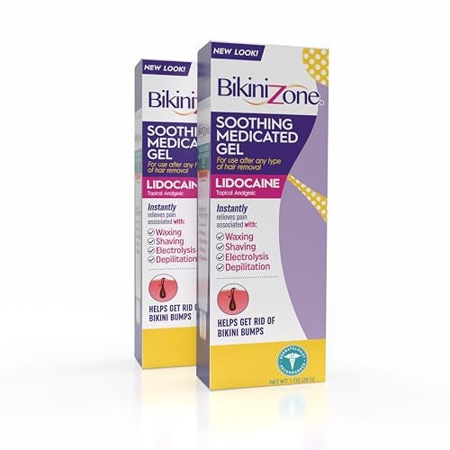 Bikini Zone Medicated After Shave Gel Lidocaine Razor Bump Relief 1 Oz 2 Pack