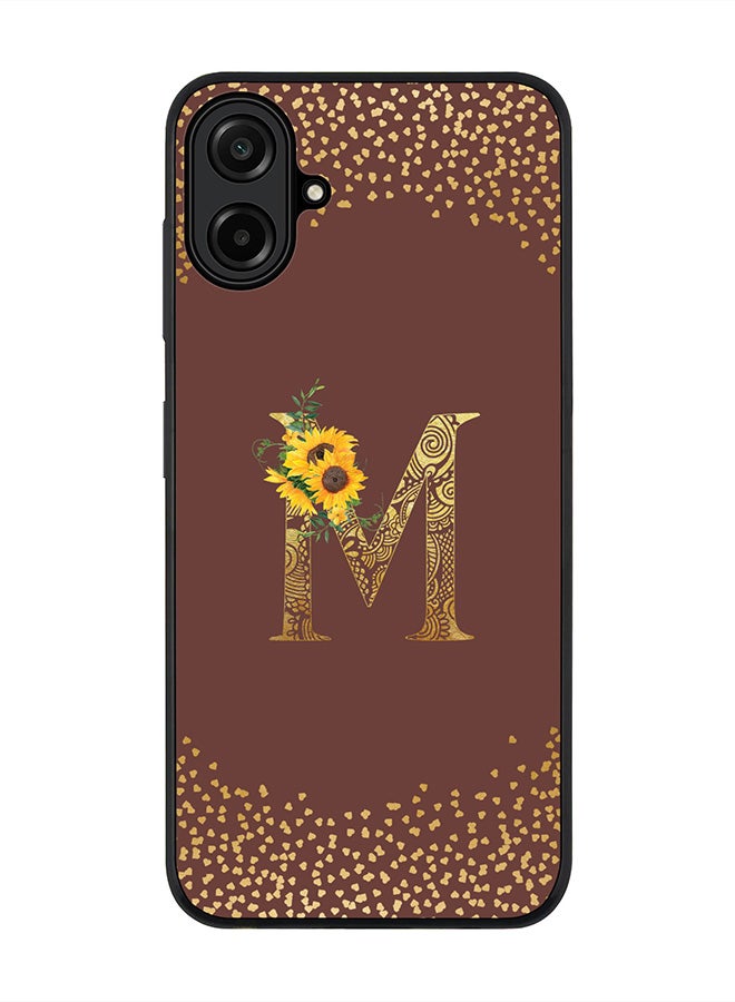 Stylizedd For Samsung Galaxy A07 4G Case,Slim fit Camera Protection, Shockproof Thin Phone cover  - Custom Floral Monogram - M  (Brown )