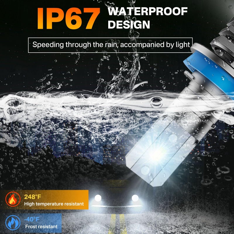 RCJ H11 Bulbs, H8/H9/H16 Fog Light 6000K Cool White with Cooling Fan, Plug-N-Play, Pack of 2 - Image 5