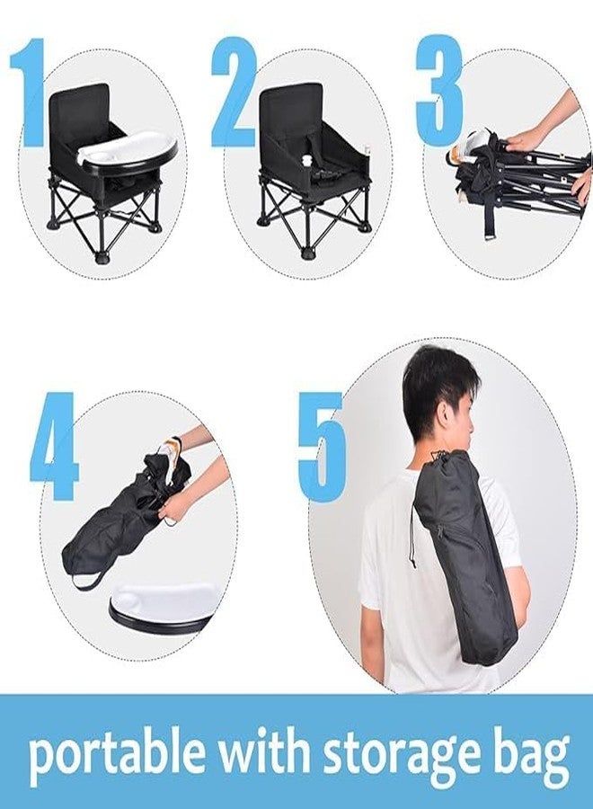 TATVGAMY Travel Foldable Baby Seat Booster Baby Folding Dining Chair Toddler Camping Chair with Removable Tray Portable Feeding Chairs Toddler Beach Floor Seat for Indoor & Outdoor - Image 2
