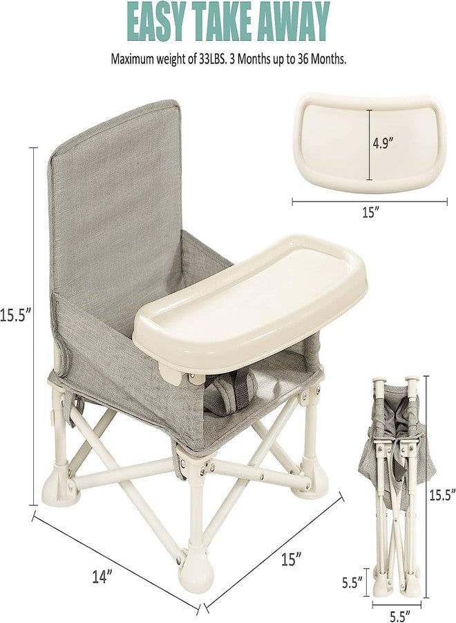 TATVGAMY Travel Foldable Baby Seat Booster Baby Folding Dining Chair Toddler Camping Chair with Removable Tray Portable Feeding Chairs Toddler Beach Floor Seat for Indoor & Outdoor - Image 4