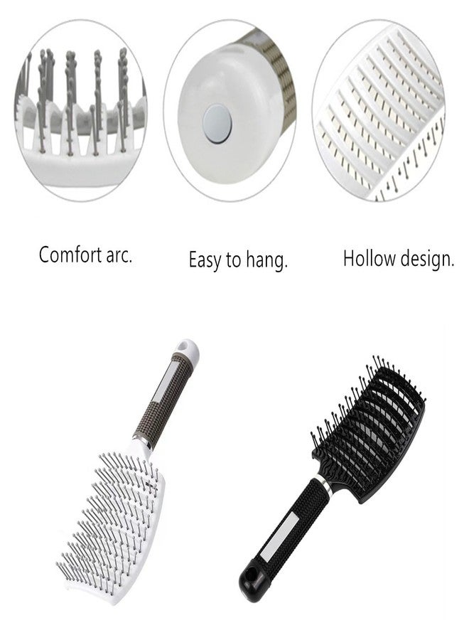 AISIBO Curved Vented Styling Hair Brush, 2PCS Anti Frizz Hair Detangling Brush, Vent Hair Brush, Curved Anti Static Styling Tool for Wet Hair or Dry Hair(Black,White) - Image 3
