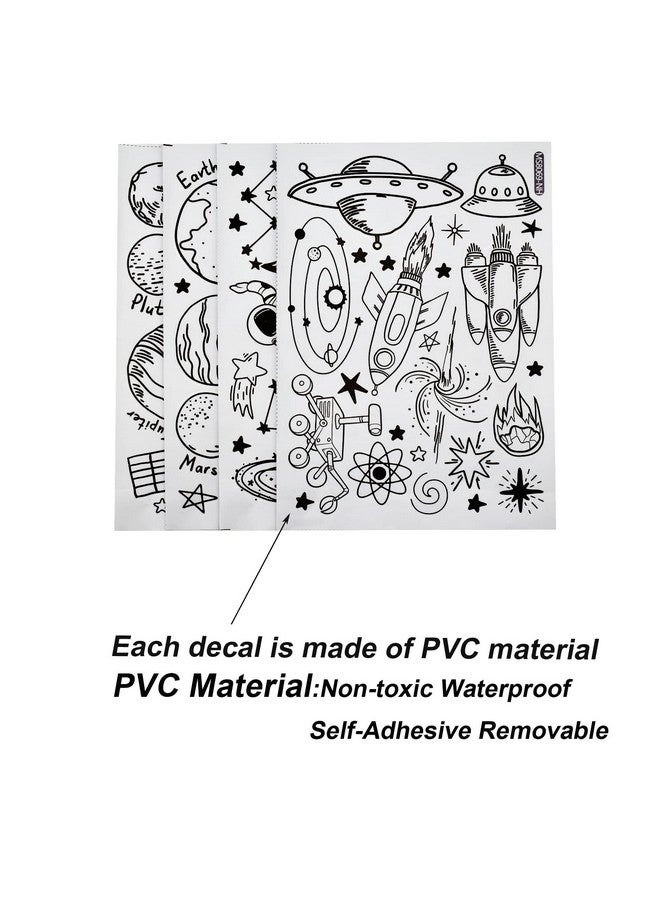 Maydahui Outer Space Stars Planets Wall Stickers Rockets Astronaut Vinyl Wall Decals (47 X 51) Peel & Stick Removable Boys Room Wall Decor Decals For Kids Bedroom Nursery Classroom (Black) - Image 4