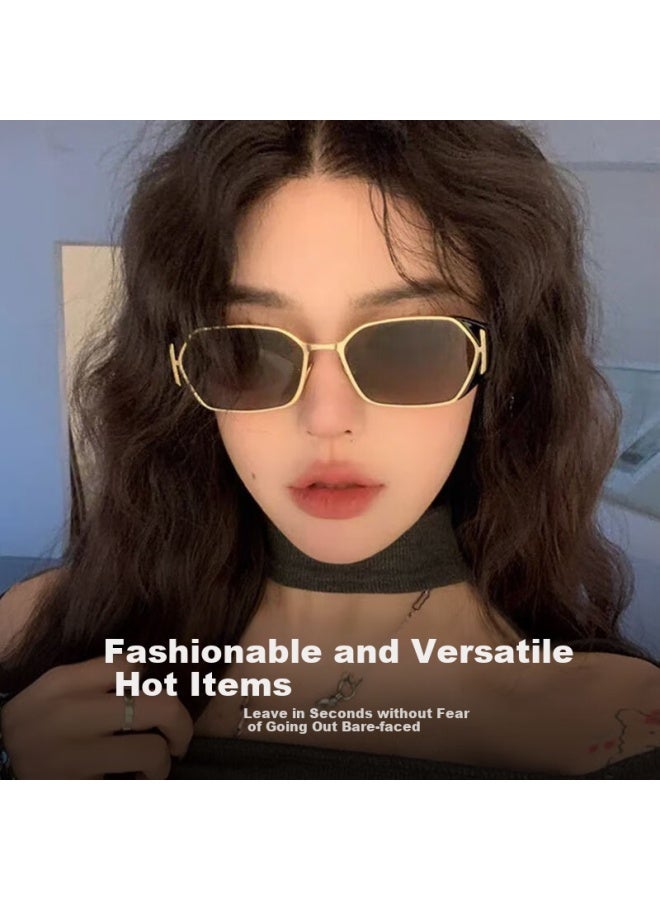 Fenchi [small Ice Cube] 2025 New High-end Retro Style Sungl For Women, Uv Protection, Vintage Small Square Frame