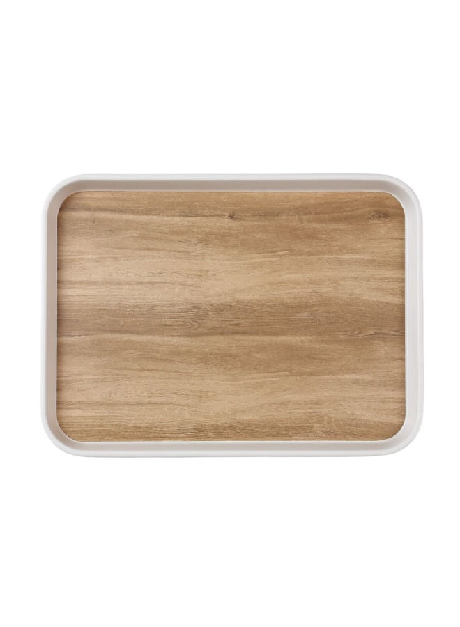 Felli Elegant Design Melamine Rectangular Serving Tray Brown and White 1.7 x 30 x 22 cm Y1K150025-PK044