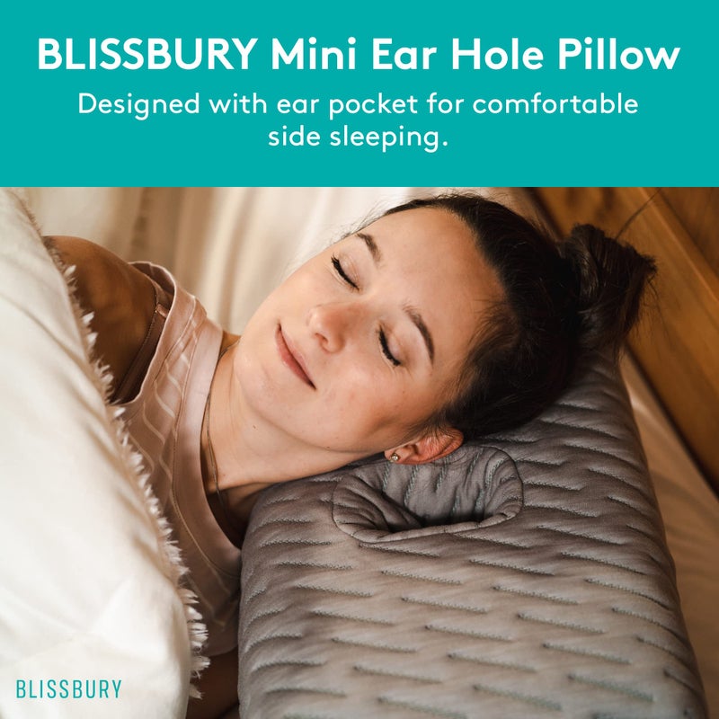 BLISSBURY BLISSBURY Mini Ear Pillow | Ear Piercing Pillow for Side Sleeping | Travel Friendly CNH Pillow with Ear Hole | Soothing Hole for Ear Pain | Piercing Health & Ear Recovery for Side Sleepers | Donut Ear  - Image 2