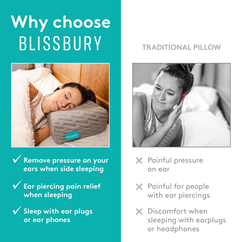 BLISSBURY BLISSBURY Mini Ear Pillow | Ear Piercing Pillow for Side Sleeping | Travel Friendly CNH Pillow with Ear Hole | Soothing Hole for Ear Pain | Piercing Health & Ear Recovery for Side Sleepers | Donut Ear  - Image 5