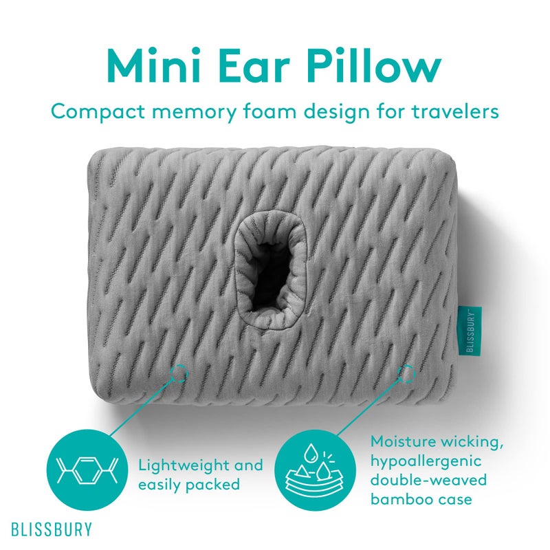 BLISSBURY BLISSBURY Mini Ear Pillow | Ear Piercing Pillow for Side Sleeping | Travel Friendly CNH Pillow with Ear Hole | Soothing Hole for Ear Pain | Piercing Health & Ear Recovery for Side Sleepers | Donut Ear  - Image 4