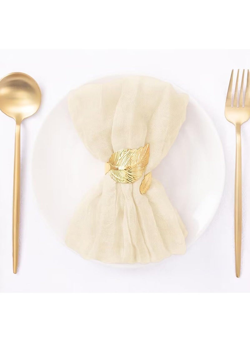 ح واحة 6 قطع من مناديل قماشية، مناديل شاش بوهو، مناديل عشاء ناعمة من القطن والكتان بكميات كبيرة لحفلات الزفاف، وحفلات الزفاف، وحفلات استقبال المولود، والمناسبات اليومية 50*50 سم (بيج) - Image 2