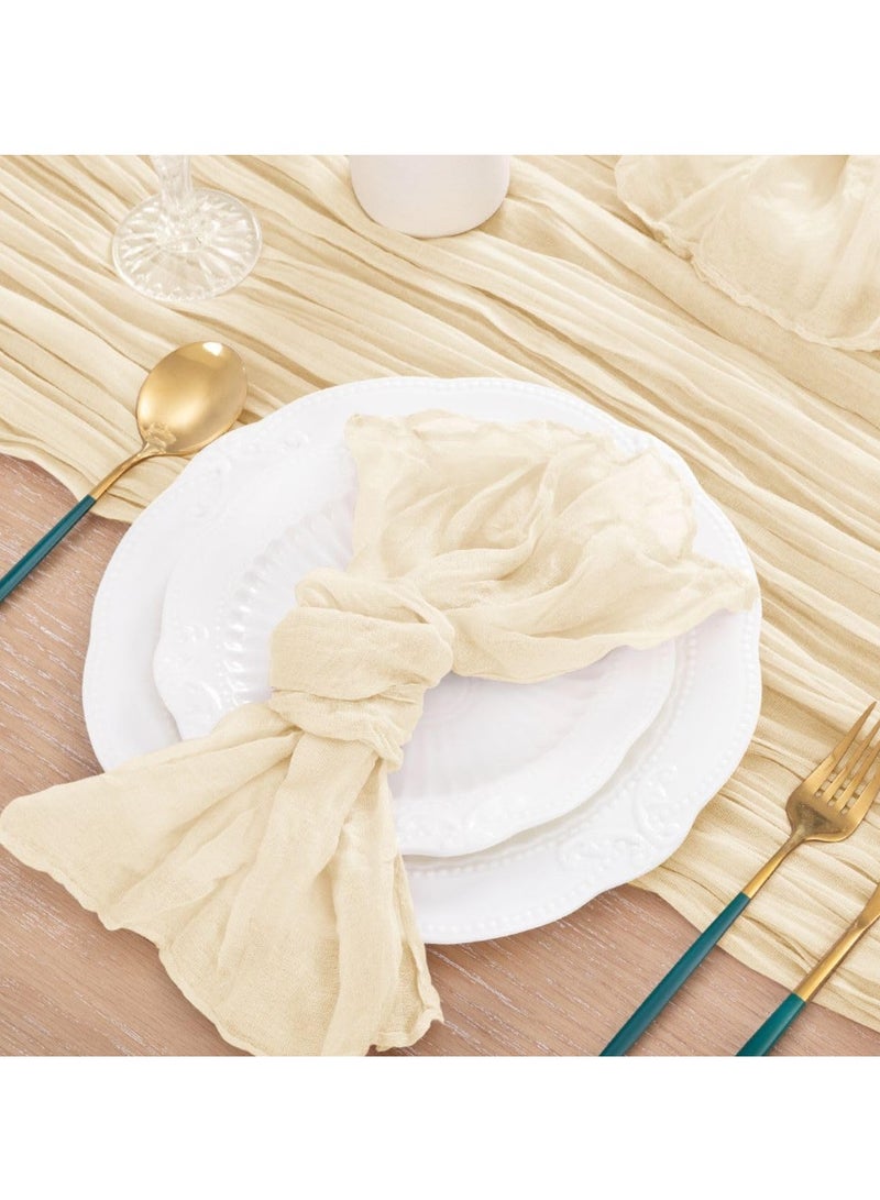ح واحة 6 قطع من مناديل قماشية، مناديل شاش بوهو، مناديل عشاء ناعمة من القطن والكتان بكميات كبيرة لحفلات الزفاف، وحفلات الزفاف، وحفلات استقبال المولود، والمناسبات اليومية 50*50 سم (بيج) - Image 4