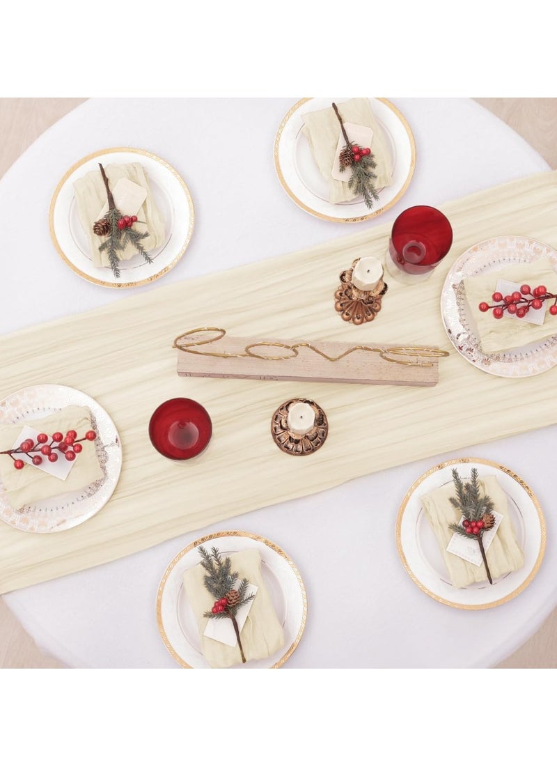 ح واحة 6 قطع من مناديل قماشية، مناديل شاش بوهو، مناديل عشاء ناعمة من القطن والكتان بكميات كبيرة لحفلات الزفاف، وحفلات الزفاف، وحفلات استقبال المولود، والمناسبات اليومية 50*50 سم (بيج) - Image 5