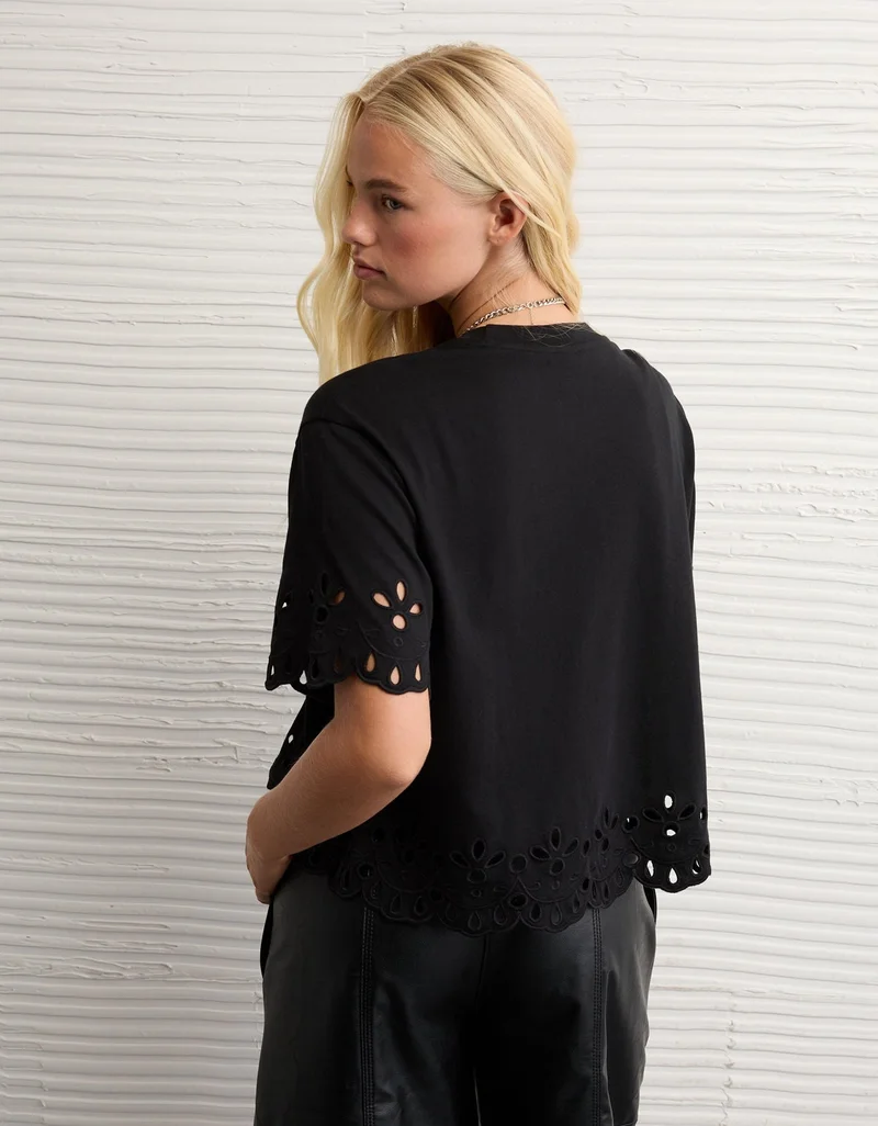 American Eagle AE Boxy Eyelet T-Shirt