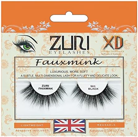 ZURI Fauxmink False Eyelashes XD8D XDimensional Natural False Lashes False Eyelashes Natural Look Thick Eyelashes With Lash Applicator Natural Eyelashes with Glue Mink Eyelashes Style 903