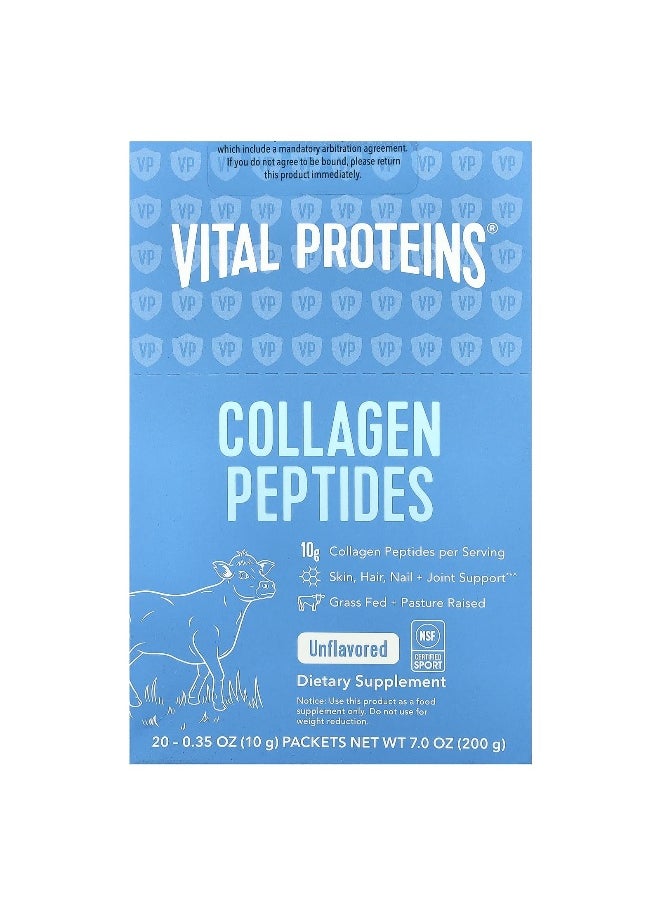 Vital Proteins Vital Proteins, Collagen Peptides, Unflavored, 20 Packets, 0.35 oz (10 g) Each  - Image 1