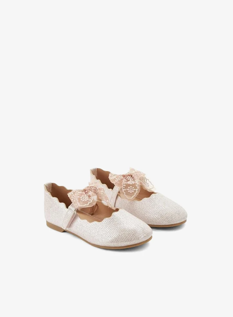 JUNIORS Girls Lace Bow Detail Ballerina Shoes Ramadan Collections