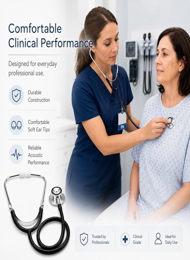 Novamedic NM-9288-BK Classic Black Dual Head Stethoscope, 22-Inch Adult Size Medical Stethoscope for Nurses, Doctors, EMTs, Nursing Students, Clinics, Nursing Homes, Cardiology & General Diagnostic Use - Image 4