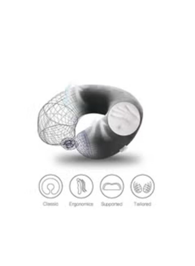 House One Velvet Neck and Travel Pillow 30x25x10 cm - Gray  - Image 2