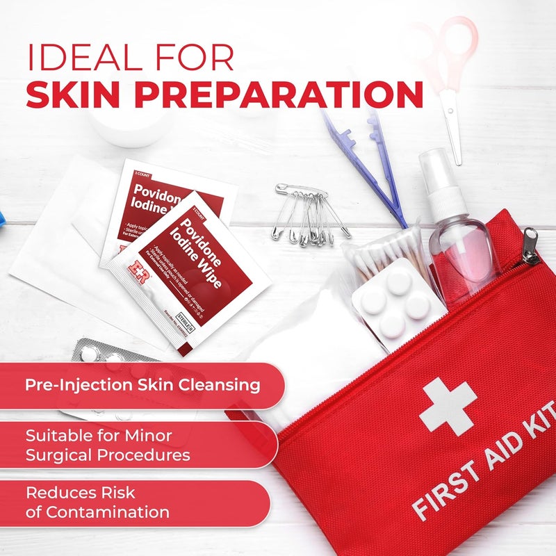 Ever Ready First Aid Povidone Iodine Prep Pads Antiseptic Wipes for Skin Prep Wound Cleaning First Aid Topical Disinfection 10 Solution Individually Wrapped 300 Count - Image 5