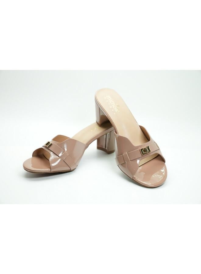 Michelle Morgan 092-3052 Michelle Morgan Women's Patent Block Heel Slide RJL19-41B Mocca - Image 4