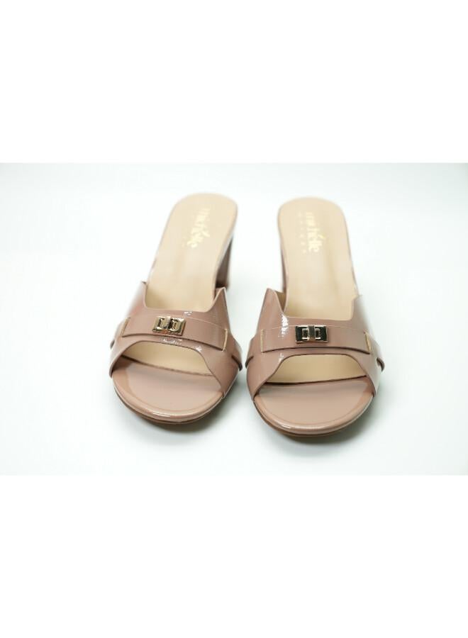 Michelle Morgan 092-3052 Michelle Morgan Women's Patent Block Heel Slide RJL19-41B Mocca - Image 2