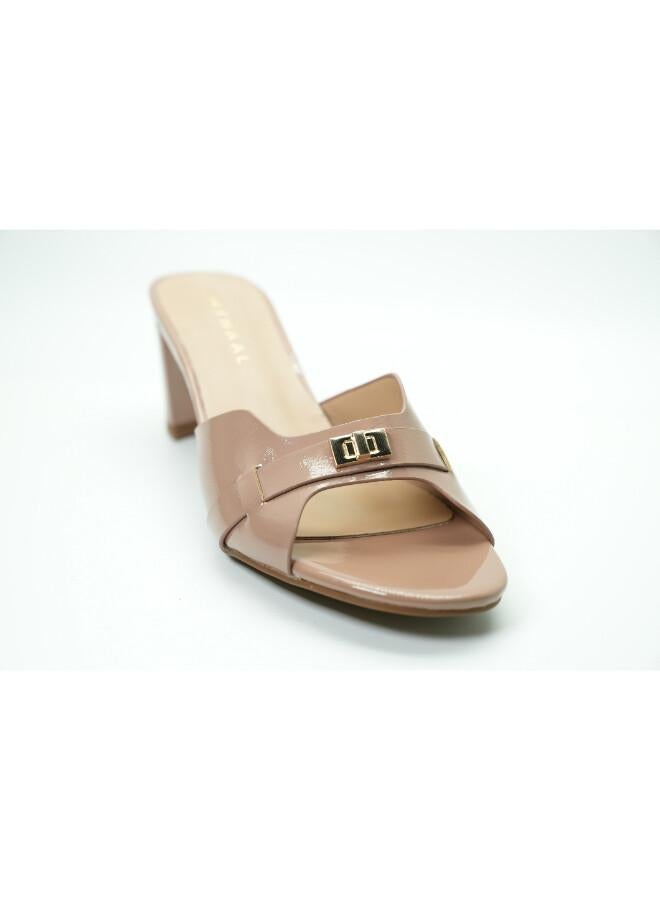 Michelle Morgan 092-3052 Michelle Morgan Women's Patent Block Heel Slide RJL19-41B Mocca - Image 5