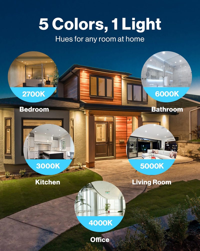 Sunco Lighting Sunco 6 Pack 3 Inch Recessed LED Lights, Ultra Thin Ceiling Lighting, 500 LM, 8W (50W Equivalent), Selectable 2700K/3000K/4000K/5000K/6000K, Dimmable, Wafer Thin, Canless with Junction Box - Image 4
