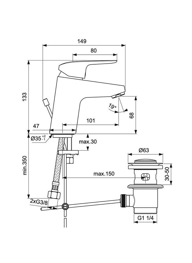 Ideal Standard Ceraflex Basin Mixer Brass Single Handle Basin Mixer, Bath Faucet, Sink Faucet For Bathroom, Commercial Lavatories, Kitchen Chrome  - Image 2