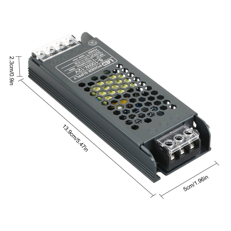 محول طاقة محول سلسلة ضوئية LED رفيع جدًا، من AC190 فولت إلى 240 فولت إلى DC12 فولت 8.3 أمبير 100 واط، محول تبديل طاقة لاستخدام داخلي - Image 3