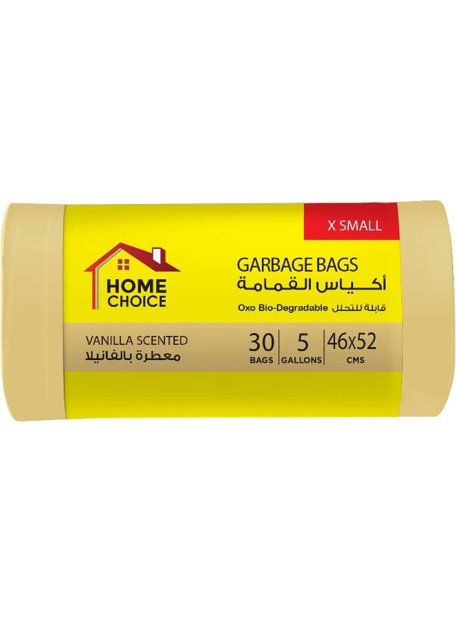 HOME CHOICE 5 Gallons Scented-VANILLA, Pack of 30 Scented Trash Bags, Bio-degradable Garbage Bags Roll, Size 46*52 cm, Bin Liners  - Image 1