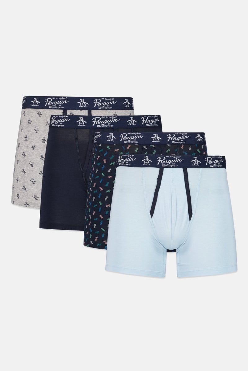 Original Penguin شورت بوكسر للرجال 4 عبوات بشعار العلامة التجارية، متعدد الألوان - Image 1